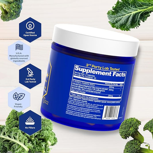 NATURAL STACKS Sulforaphane Supplement 25mg 60 Vegan