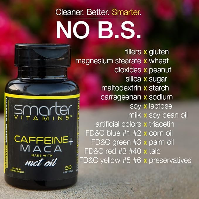 (3 Pack) Smarter Energy Pills, 200mg Caffeine & Coconut MCT Oil with Maca Root, 150 Liquid Softgels