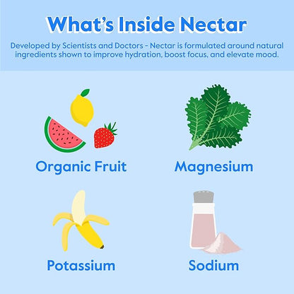 Nectar Hydration Packets - Electrolytes Powder Packets - No Sugar or Calories - Organic Fruit Liquid Daily IV Hydrate Packets for Dehydration Relief and Rehydration (Cherry Pom 18 Pack)