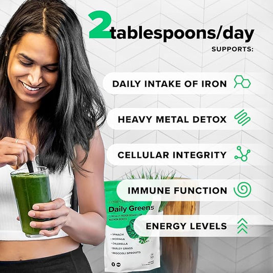 Complement Daily Greens Powder, Super Greens Powder Superfood- Wholefoods, Organic Chlorella Powder, Barley Grass Juice Powder, Broccoli Sprouts- Immune Support, Brain Health, Metal Detox- 30 Servings