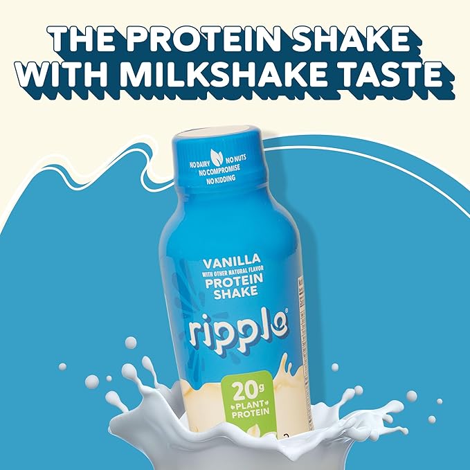 Ripple Vegan Protein Shake 20g Nutritious 12 Oz, 12 Pack
