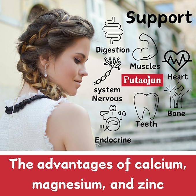Calcium Magnesium Zinc Gummies with Vitamin D3 Supplement, 60 Count