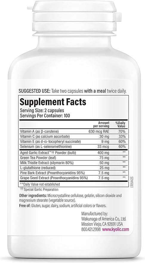 Kyolic Aged Garlic Extract Formula 105, 200 Capsules