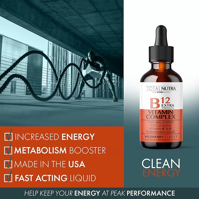 Extra Strength Liquid B12 Vitamin Drops- B12, B6, B6, B3- B3- Vegan
