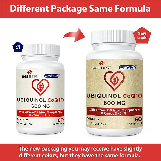 Ubiquinol CoQ10-600mg-Softgel, Active Form of Coq10 3, 6, 6, 9, 9, High Absorption-Coenzyme-Q10, Powerful 240 Count