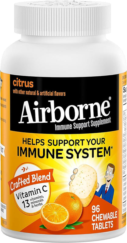 Airborne 1000mg Chewable Tablets with Zinc, 96 Tablets,