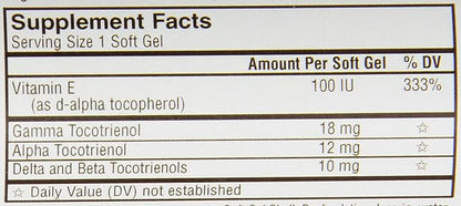 Carlson Labs Tocotrienols With Natural Vitamin 180 Softgels