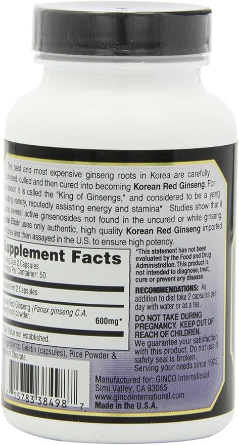 Imperial Elixir, Korean Red Ginseng, 600 100 Capsules