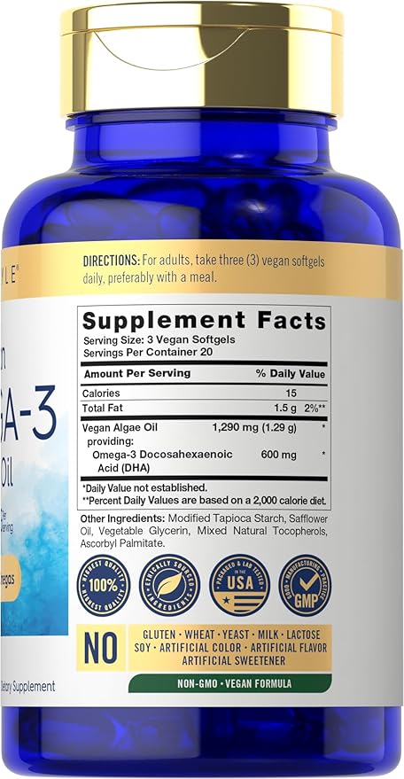 Carlyle Vegan Omega 3 Supplement 1290 mg 60 Softgels