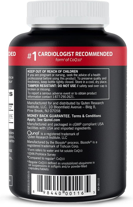 Qunol CoQ10 100mg Softgels, Ultra CoQ10 100mg, 3x 3x Better Q10 Vitamins 4 Month 120 Count