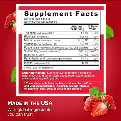 EZ Melts Dissolvable Vitamin B-Complex Tablet B12 & 2-Month Supply