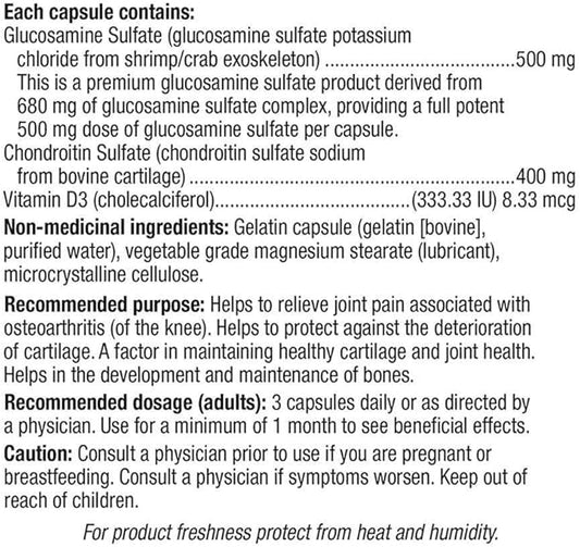 Webber Naturals Glucosamine Chondroitin with vitamin D3, extra 500/400 mg, 300 Easy