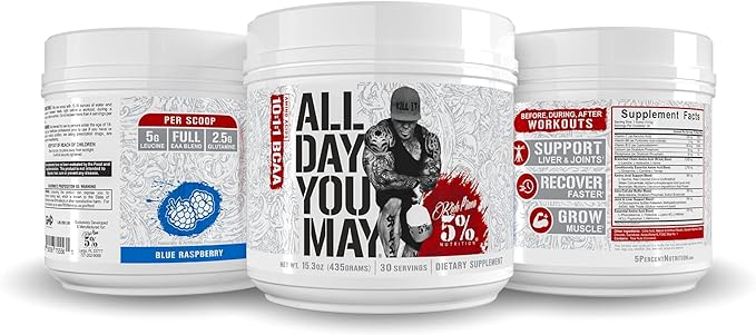 5% Nutrition Rich Piana AllDayYouMay BCAA Powder 16.4 oz, 30 Servings