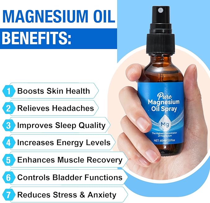 Magnesium Oil Spray,2pcs Magnesium Oil Massage,4.04 fl