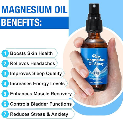 Magnesium Oil Spray,2pcs Magnesium Oil Massage,4.04 fl