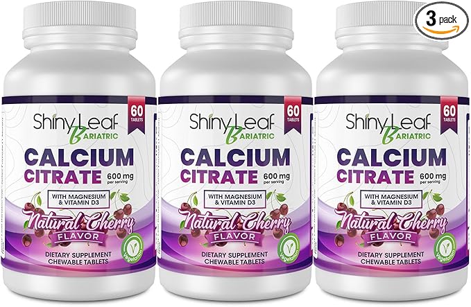 Shiny Leaf Bariatric Calcium Citrate 600 60 Ct D3, Natural (3 Months)