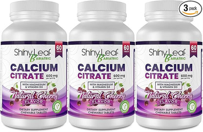 Shiny Leaf Bariatric Calcium Citrate 600 60 Ct D3, Natural (3 Months)