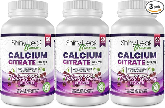 Shiny Leaf Bariatric Calcium Citrate 600 60 Ct D3, Natural (3 Months)