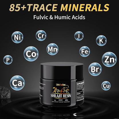 60g Shilajit Resin Pure Himalayan Organic 100% Shilajit Natural Resin Mineral Supplements for Men/Women, with 85+ Trace Minerals & Fulvic Acid for Energy