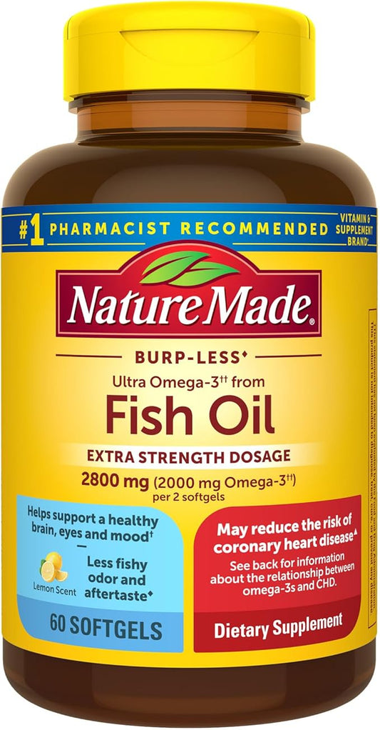 Nature Made Extra Strength Omega 3 2800 mg 3 Supplement 60 Softgels, 30 Day