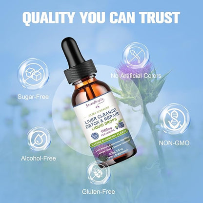 Liver Health Support Liquid-Liver Cleanse Detox 1000mg Milk 500mg Artichoke 17x Potent 2Fl Oz