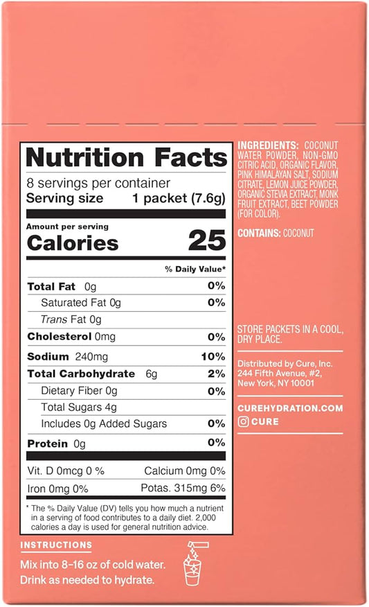 Cure Hydration | Plant-Based Electrolyte Drink 8 Packets