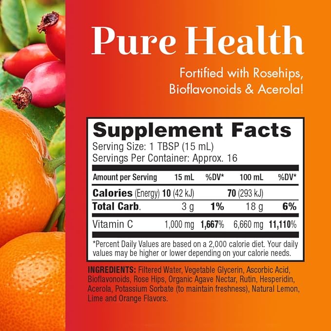 Dynamic Health Liquid Vitamin C Natural Citrus 1000 Mg 8 Ounce