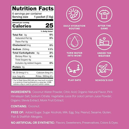 Cure Hydration - Kids Electrolyte Drink Mix | Plant-Based Pediatrician Formulated Rehydration | No Added Sugar, Non-GMO, Gluten-Free, No Artificial Flavors, FSA & HSA | Box of 6 Packets - Fruit Punch