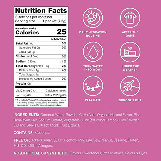 Cure Hydration - Kids Electrolyte Drink Mix | Plant-Based Pediatrician Formulated Rehydration | No Added Sugar, Non-GMO, Gluten-Free, No Artificial Flavors, FSA & HSA | Box of 6 Packets - Fruit Punch
