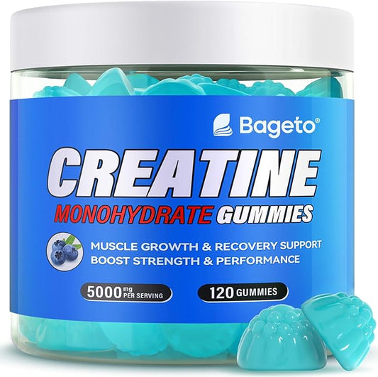 Creatine Monohydrate Gummies 5000mg for Men & Women, Gomitas de Creatina 5g Creatine Monohydrate, 0g Sugar Chewables Creatine Pre-Work Out for Muscle Strength, Vegan,120 Count (120 Count, Blueberry)