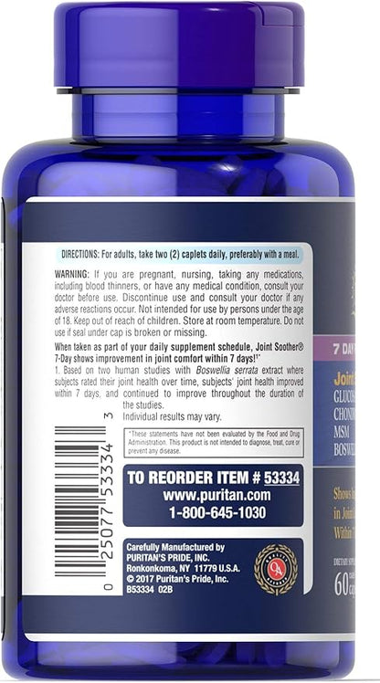 Puritan's Pride 7 Day Formula Joint Boswellia-60 Caplets
