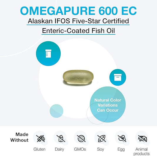 XYMOGEN OmegaPure 600 EC Omega-3 Supplement (60 Softgels)