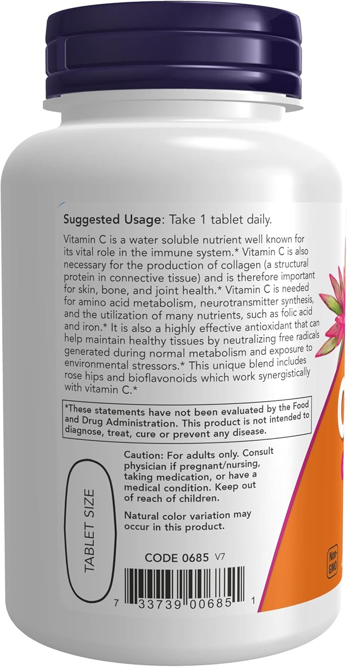 NOW Supplements, Vitamin C-1,000 with Rose 100 Tablets 2)