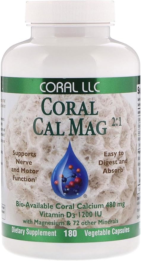 Coral Cal-Mag - Bioavailable Coral Calcium 2:1 Ratio 1200 International D3-180 Vegetarian