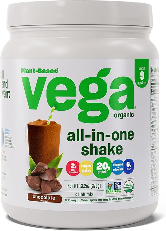 Vega Organic All-in-One Vegan Protein Powder, Chocolate 13.2 oz
