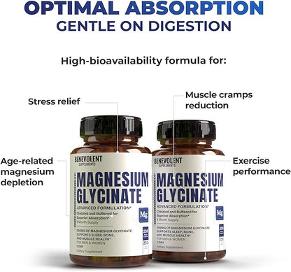 Premium Magnesium Glycinate 500mg Capsules High 250 Capsules