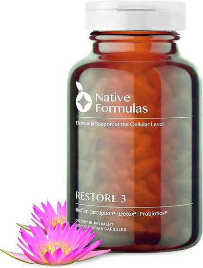 Restore 3 Proteolytic Enzyme & Spore Probiotic Blend Supplement - 60 Capsules - Advanced Biofilm Disruption Aid - Support GI Health, Fibromyalgia, Gut Flora, Muscle