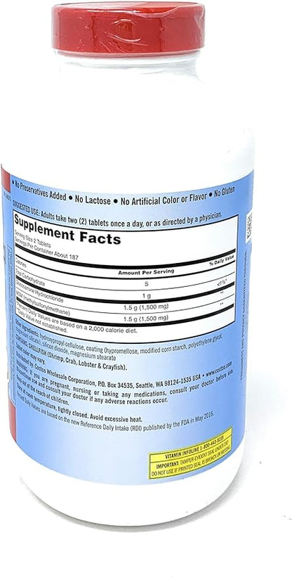 Kirkland Signature Extra Strength Glucosamine HCI 1500mg, With 1500 mg, 375-Count Tablets