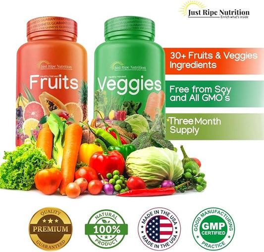 Fruits and Veggies Supplement 90 Fruit 90 Vegetable 100% Whole (3 Pack)
