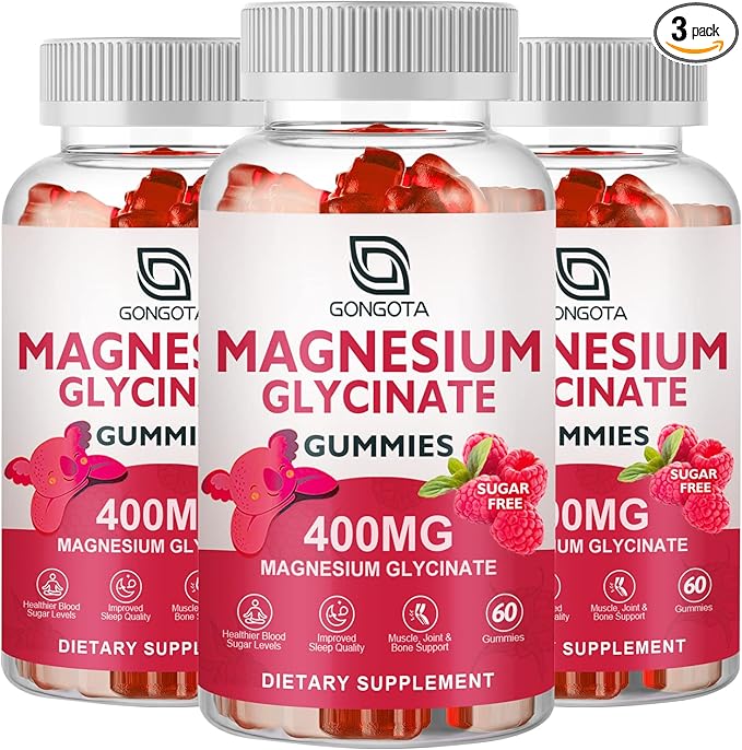 Magnesium Glycinate Gummies 400 mg 100 mg B6 Supports 180 Gummies