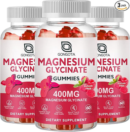 Magnesium Glycinate Gummies 400 mg 100 mg B6 Supports 180 Gummies
