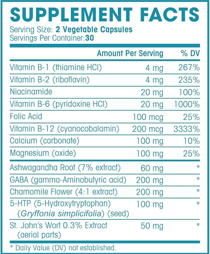ZENTA - The Natural Relief Supplement to Help Calm Body and Mind | Positive Mood Enhancer - Increase Serotonin Levels with GAB, 5-HTP, Ashwagandha, Chamomile, DMAE | 60 ct