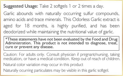 Odorless Garlic Oil from Whole Garlic 50 Servings