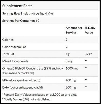 Paradise Herbs Omega-Sure, Omega-3 Concentrate, Premium 60 Count