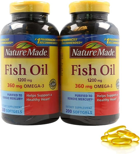 Nature Made Fish Oil 1200 mg 3 - 360mg FishOil 400 Softgels, 200 Day