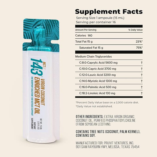 MCT 1:43 Oil from Organic Coconuts - Fatty Acid Fuel for Complete Healthy Coverage – 8.12 FL OZ