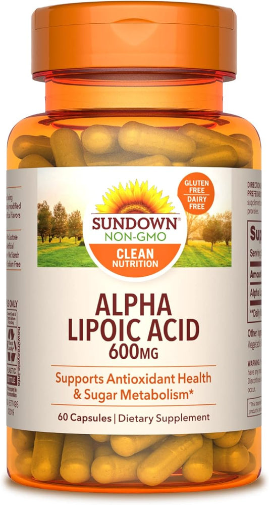 Sundown Alpha Lipoic Acid 600mg, Supports 60 Capsules