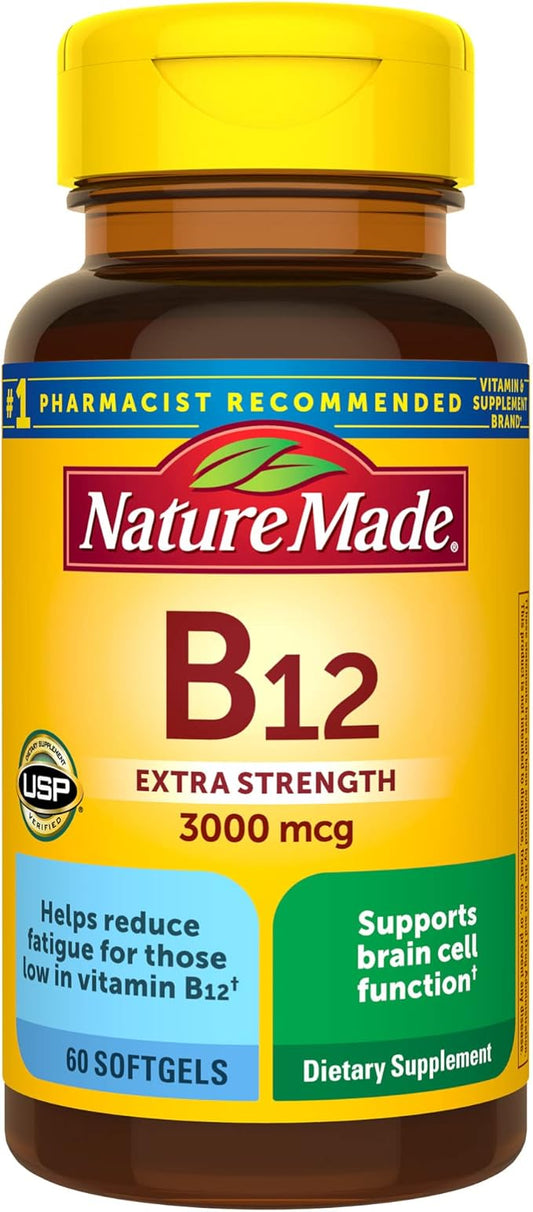 Nature Made Extra Strength Vitamin B12 3000 mcg, 60 Softgels, 60 Day