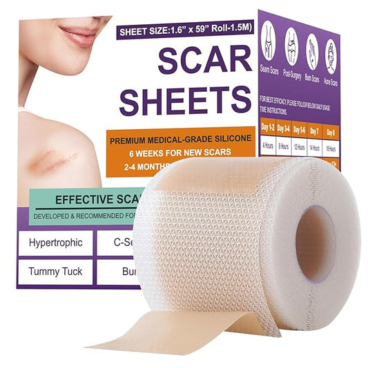 Silicone Scar Sheets,Silicone Scar Tape,Scar Tape Scars(1.6"X 59" 59" Roll-1.5M) Roll-1.5M) Keloid