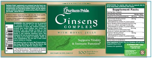 Puritan's Pride Ginseng Complex 1000 mg 100 Count